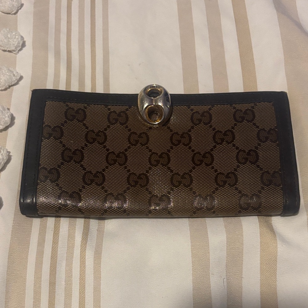 Gucci Brown and Black Monogram Wallet